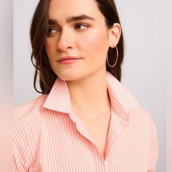 UNTUCKit Marsanne Peach Relax Fit Striped Long Sleeve Button Up Plus Sz 16 - Picture 5 of 13